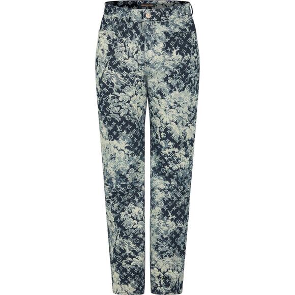 Louis Vuitton Tapestry Regular Denim Blue Monogram Logo Jeans Pants 32 - Picture 2 of 15